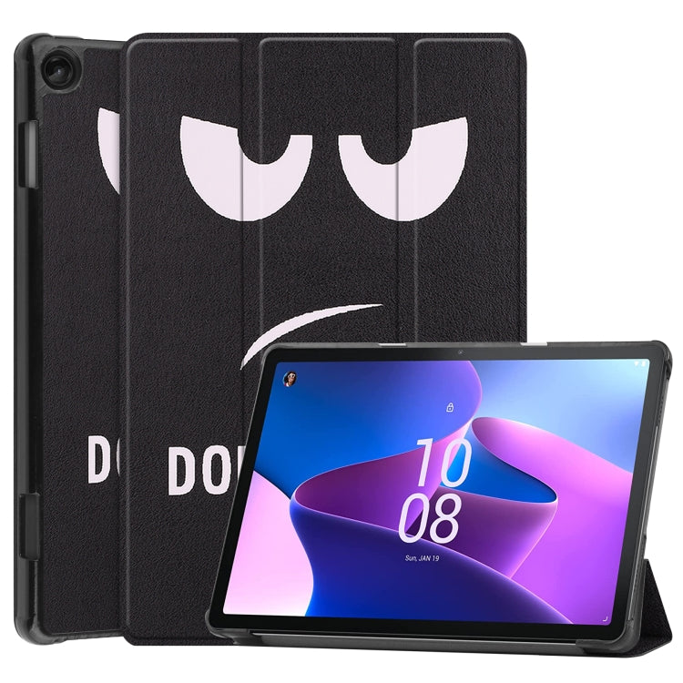 3-fold smart tablet case with black faux leather and cat-eye graphic, front cover open