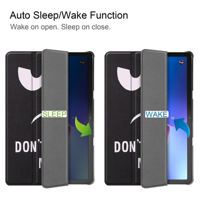 Auto sleep/wake tablet case with black faux leather and gray cover flap, open and closed
