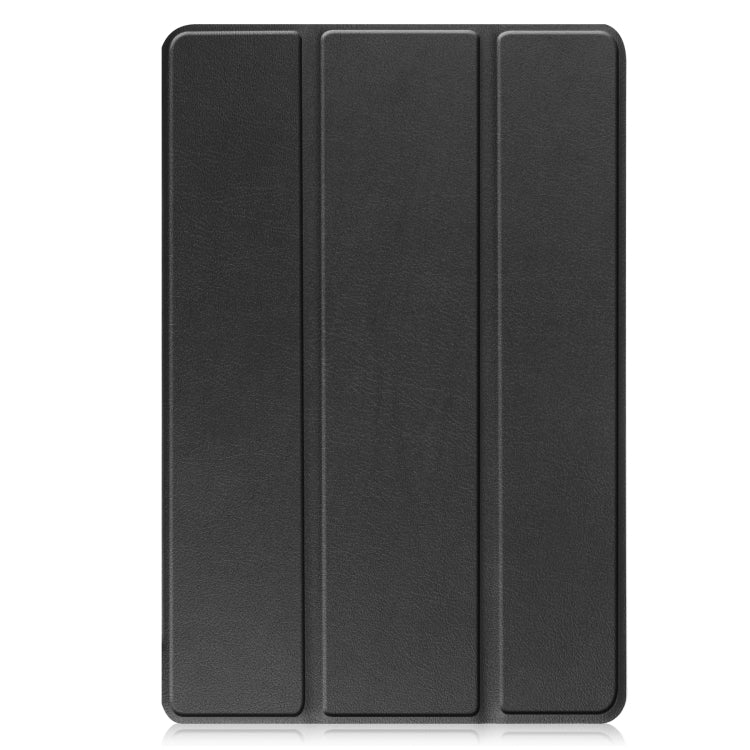 Black 3-fold tablet case with three vertical panels, open cover