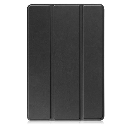 Black 3-fold tablet case with three vertical panels, open cover