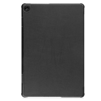Black smart tablet case with textured back and camera cutout, closed cover