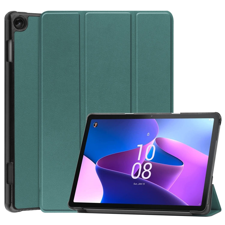 Green 3-fold smart tablet case with stand, tablet showing on-screen content