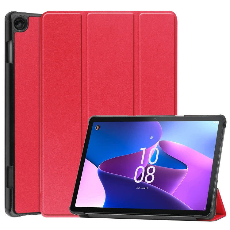 Red 3-fold smart leather tablet case with front stand for tablet protection