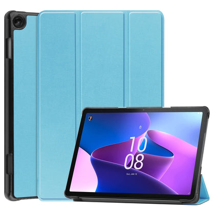 Sky blue 3-fold smart leather tablet case with front viewing stand