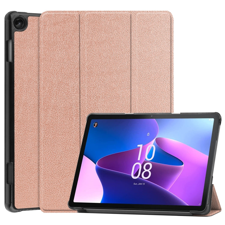 Rose gold 3-fold smart leather tablet case with front viewing stand