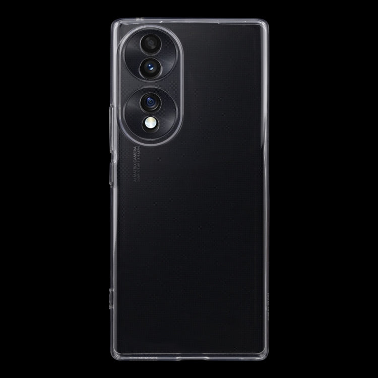 Clear TPU phone case, front view with camera openings and smooth edge protection