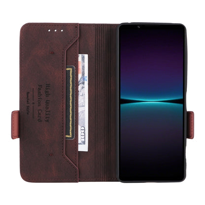 Brown magnetic flip leather phone case with opened card holder and screen cover