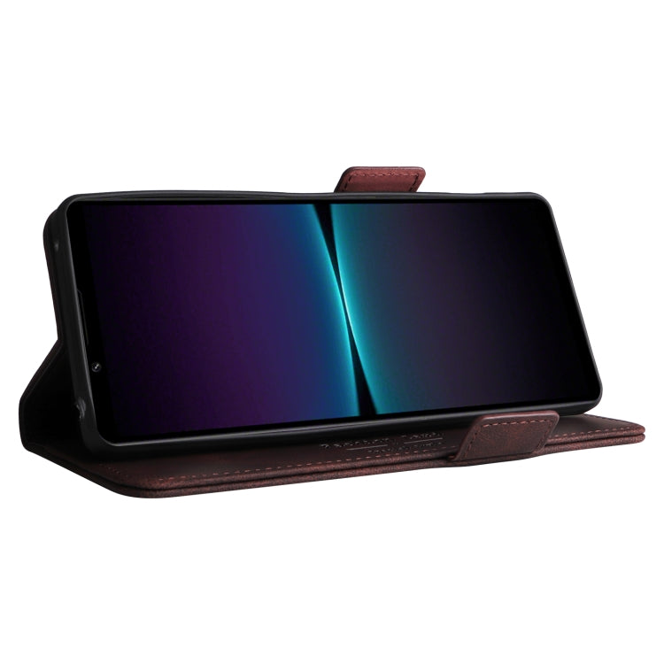 Brown flip leather phone case with stand mode for viewing