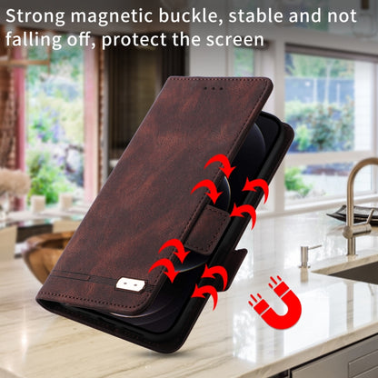 Brown leather flip phone case with magnetic clasp for secure screen protection