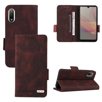 Brown leather flip phone case with magnetic clasp and card slot