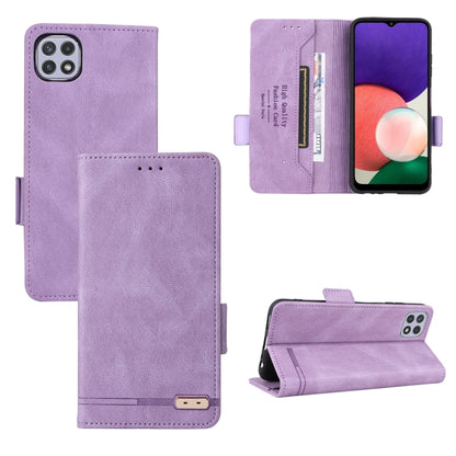 Purple leather flip phone case with magnetic clasp and card slot