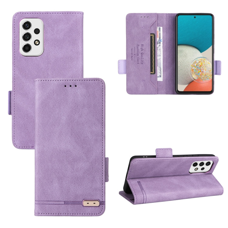 Lavender leather flip phone case with magnetic clasp and card slot