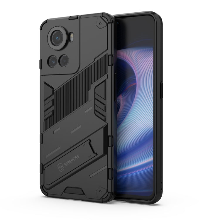 Black rugged phone case with raised camera guards and textured impact panels