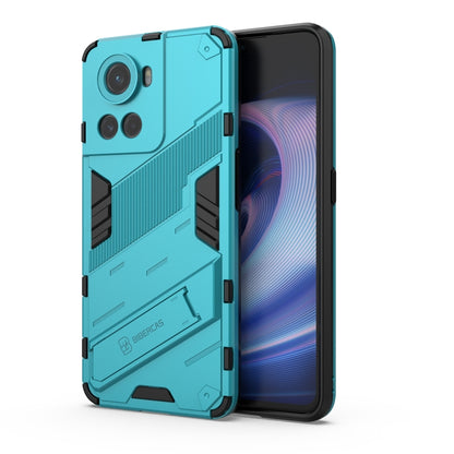 Teal rugged phone case with raised camera guards and textured impact panels