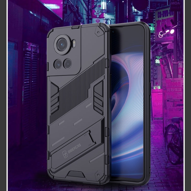 Grey rugged phone case with raised camera guards and textured impact panels