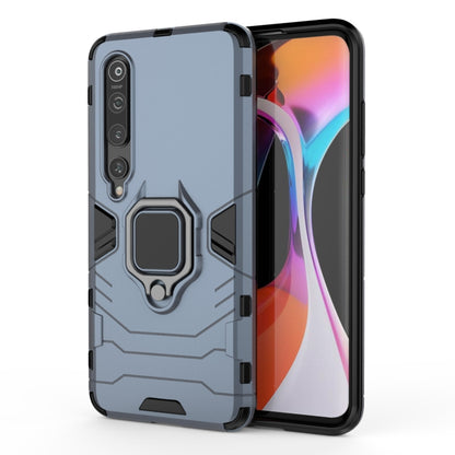 Light blue shockproof phone case with magnetic ring holder and rugged texture
