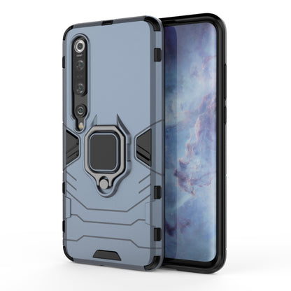 Light blue shockproof phone case with magnetic ring holder and protective frame