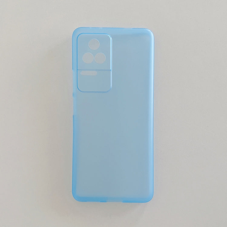 Ultra-thin frosted PP phone case, blue back view with camera openings