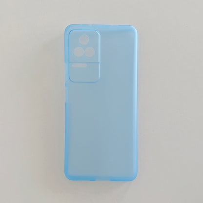 Ultra-thin frosted PP phone case, blue back view with camera openings
