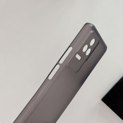 Ultra-thin frosted PP phone case, dark gray/black back view with camera openings