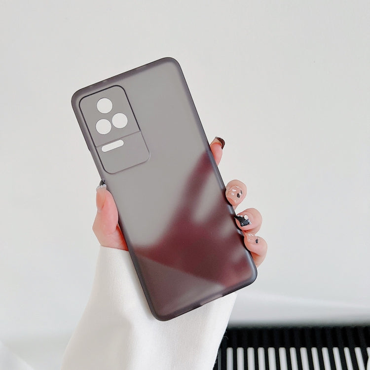 Ultra-thin frosted PP phone case, dark gray/black back held in hand