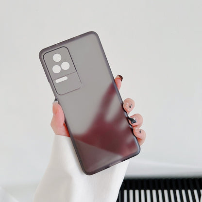 Ultra-thin frosted PP phone case, dark gray/black back held in hand