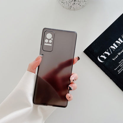 Ultra-thin frosted PP phone case, dark gray/black back with camera cutouts