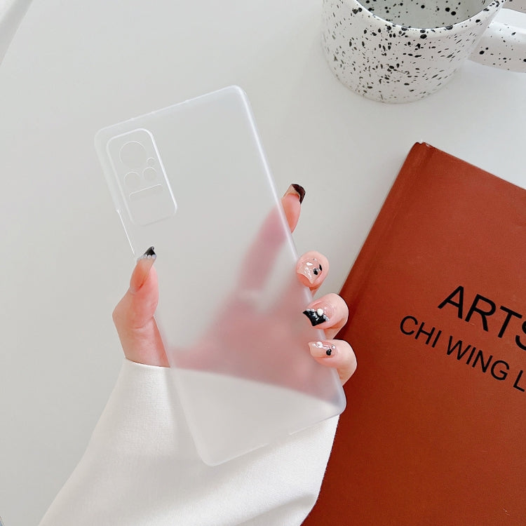 Transparent frosted phone case showing camera opening and side cutouts, slim profile