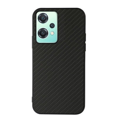 Black carbon-fiber textured shockproof phone case with raised camera bezel