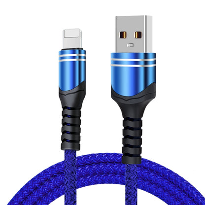 Blue braided USB charging cable with USB-C plug and USB-A connector, 8-pin