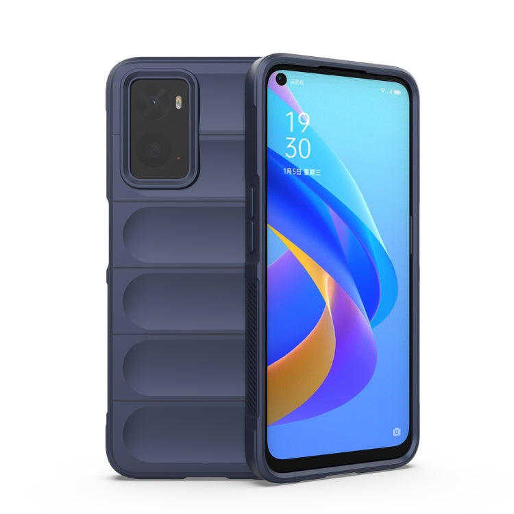 Dark blue TPU phone case with camera cover and raised edges for screen protection
