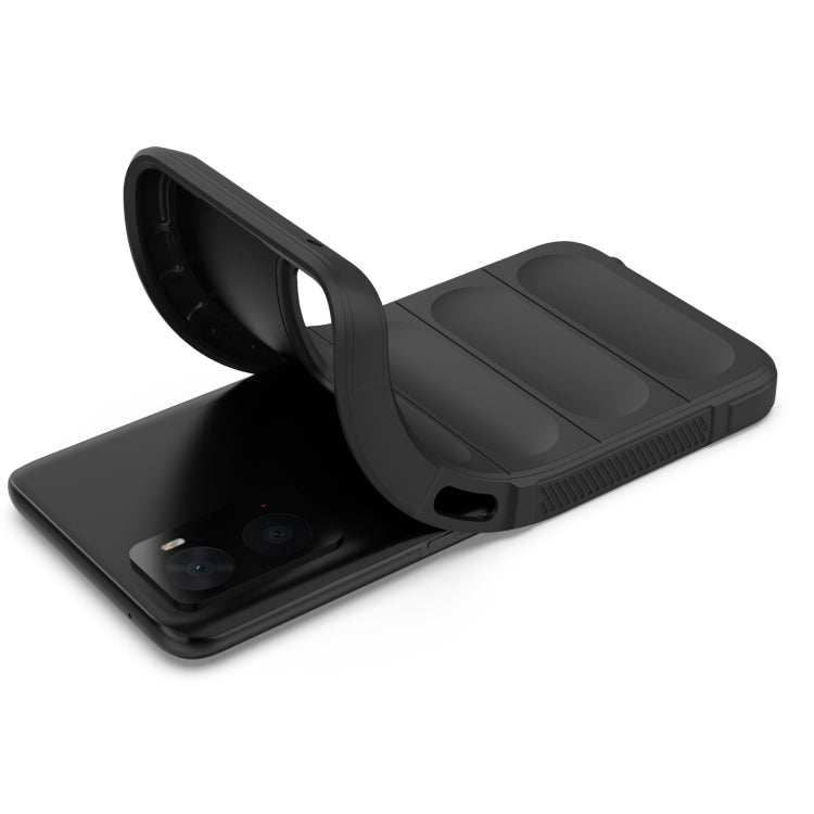 Black protective phone case with raised camera guard and textured edge grips
