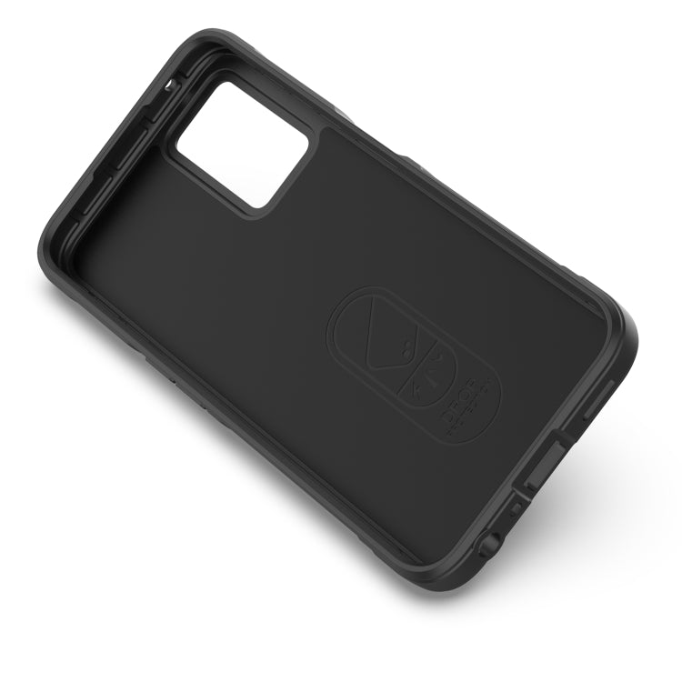 Black phone case back with camera cutout and molded texture protection