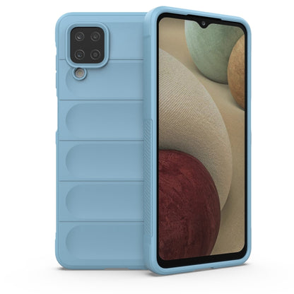 TPU phone case with camera cutout and back slots, light blue