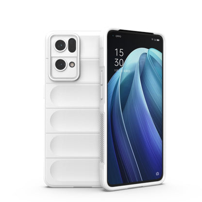 Rugged white phone case with camera cutouts and raised side grip ridges