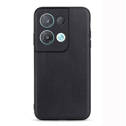 Black genuine leather phone case with camera cutout and slim protective sides