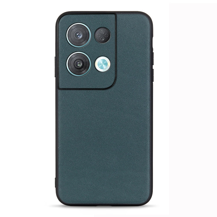 Green genuine leather phone case with camera cutout and slim protective sides