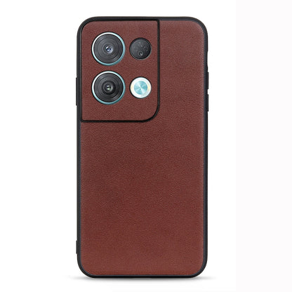 Brown genuine leather phone case with camera cutout and textured finish