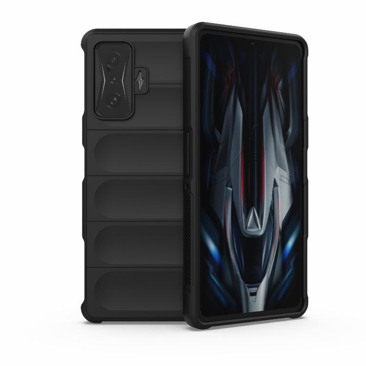 Rugged TPU phone case with flannel lining, black, for Xiaomi Redmi K50 Gaming