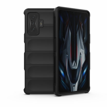 Rugged TPU phone case with flannel lining, black, for Xiaomi Redmi K50 Gaming