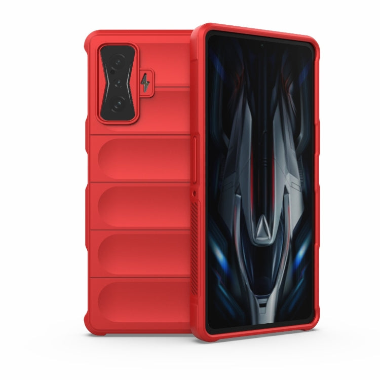 Rugged TPU phone case with flannel lining, red, for Xiaomi Redmi K50 Gaming