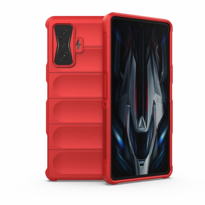 Rugged TPU phone case with flannel lining, red, for Xiaomi Redmi K50 Gaming