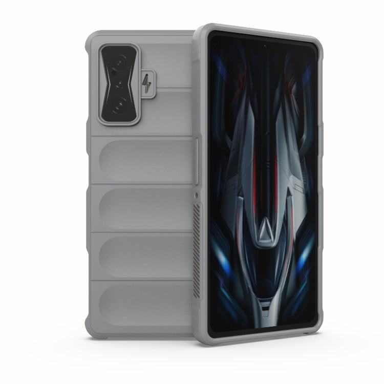 Rugged TPU phone case with flannel lining, grey, for Xiaomi Redmi K50 Gaming