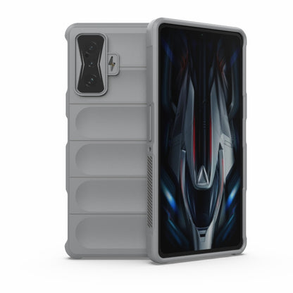 Rugged TPU phone case with flannel lining, grey, for Xiaomi Redmi K50 Gaming