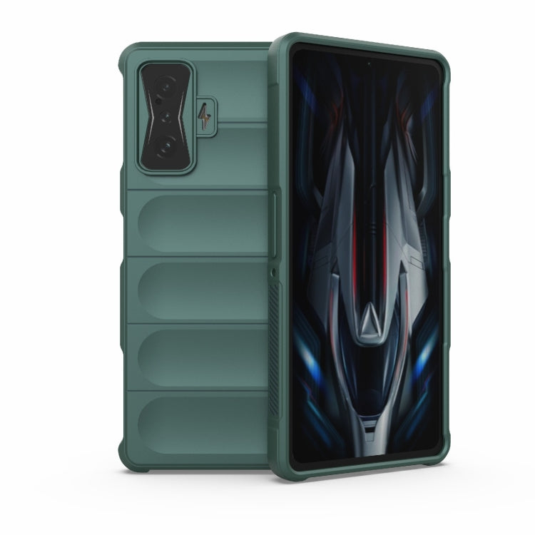 Rugged TPU phone case with flannel lining, dark green, for Xiaomi Redmi K50 Gaming