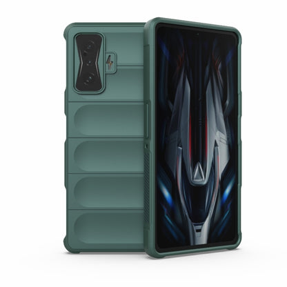 Rugged TPU phone case with flannel lining, dark green, for Xiaomi Redmi K50 Gaming