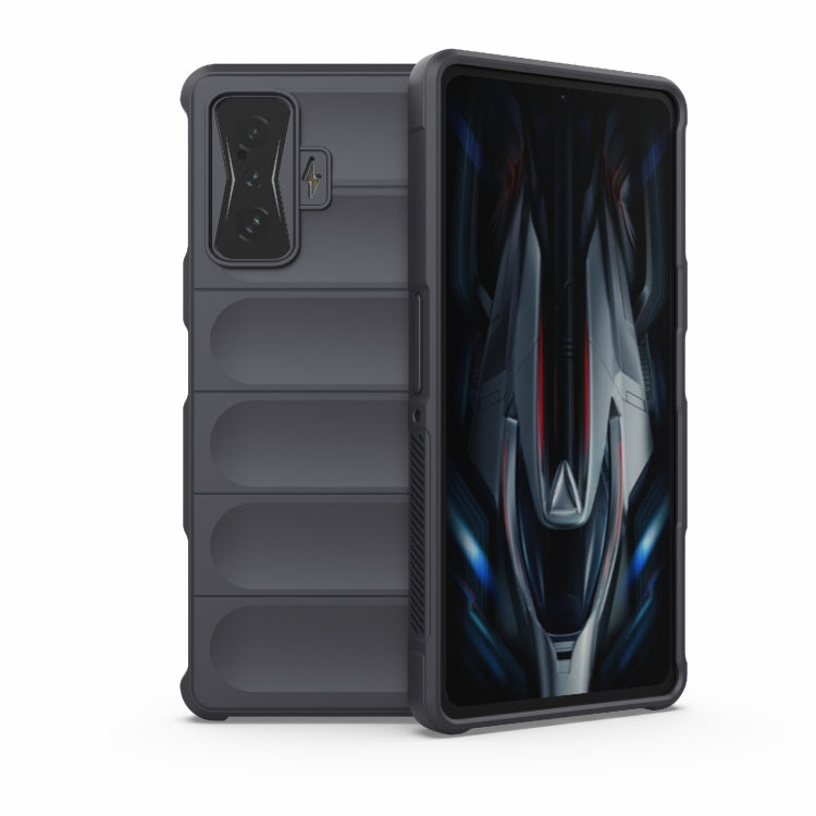 Rugged TPU phone case with flannel lining, dark grey, for Xiaomi Redmi K50 Gaming