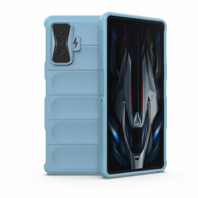 Rugged TPU phone case with flannel lining, light blue, for Xiaomi Redmi K50 Gaming