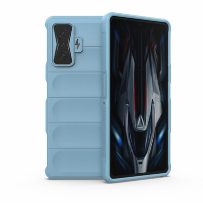 Rugged TPU phone case with flannel lining, light blue, for Xiaomi Redmi K50 Gaming