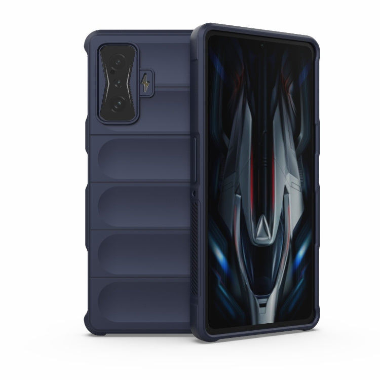 Rugged TPU phone case with flannel lining, dark blue, for Xiaomi Redmi K50 Gaming